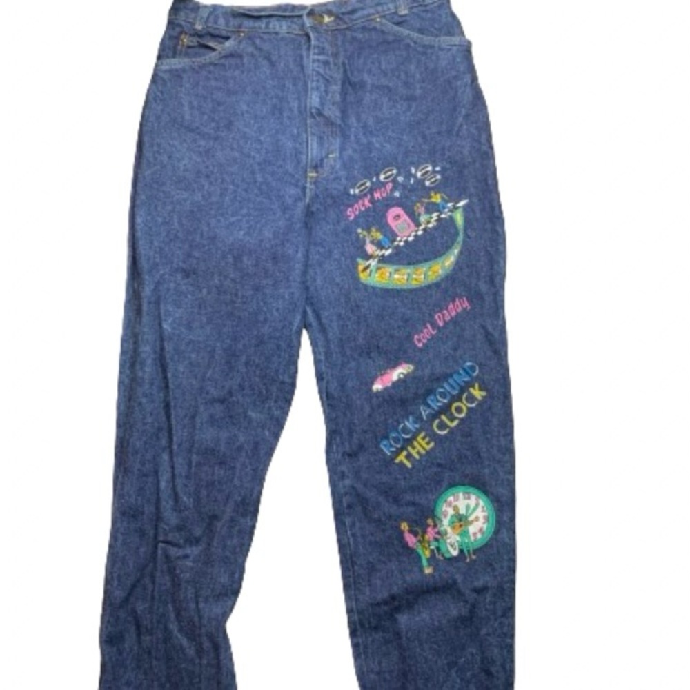 Vintage 80’s Mom Blue Jeans Sierra West 50’s Theme Ultra High Rise Raw
